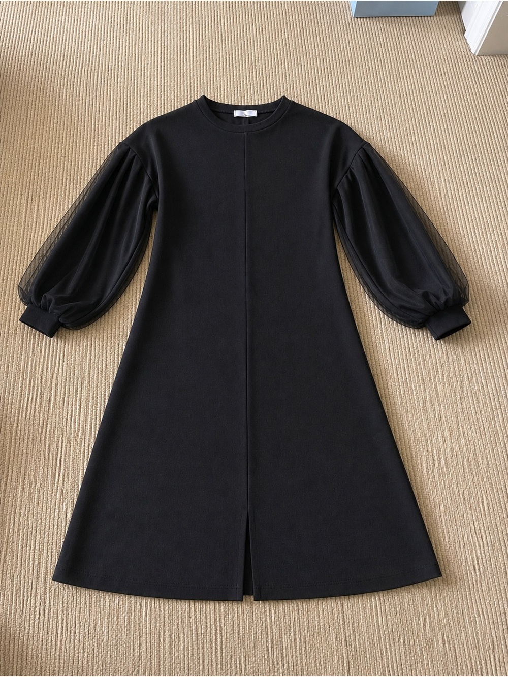 OAK + FORT Black A-Line Dress with Sheer Bishop Sleeves 👌🏻 never worn 💕 - Picture 2 of 3